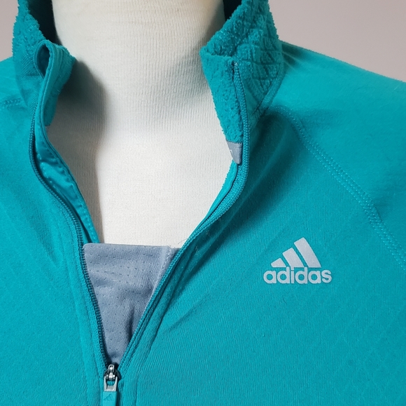 Adidas half zipped running sweater, size Small, turqoise - Picture 2 of 8